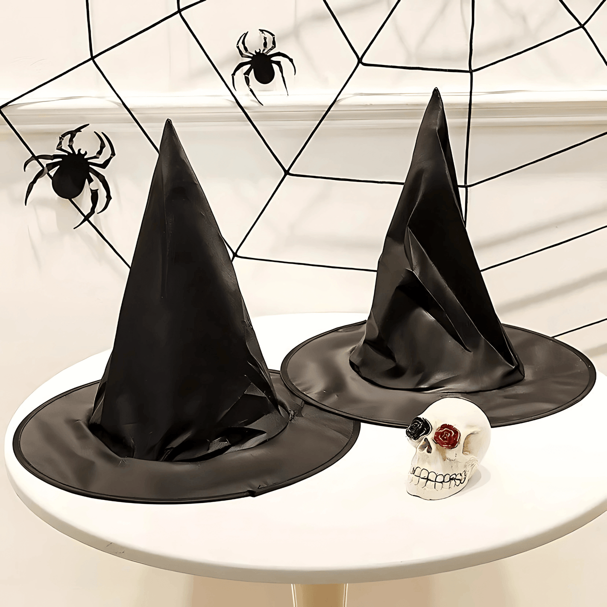 WitchGleam – Hopfällbar Halloweenhäxhatt i Svart Polyester för Maskerad, Party & Dekoration