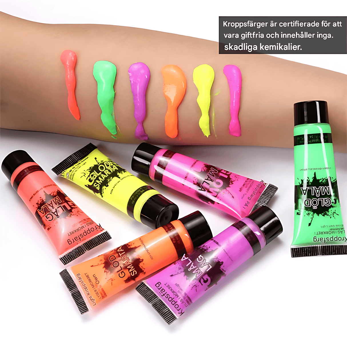 NeonAura – Halloween Neon Fluorescerande UV Body Paint Set för Ansikte och Kropp, Glow in the Dark, Party & Festivalfärg