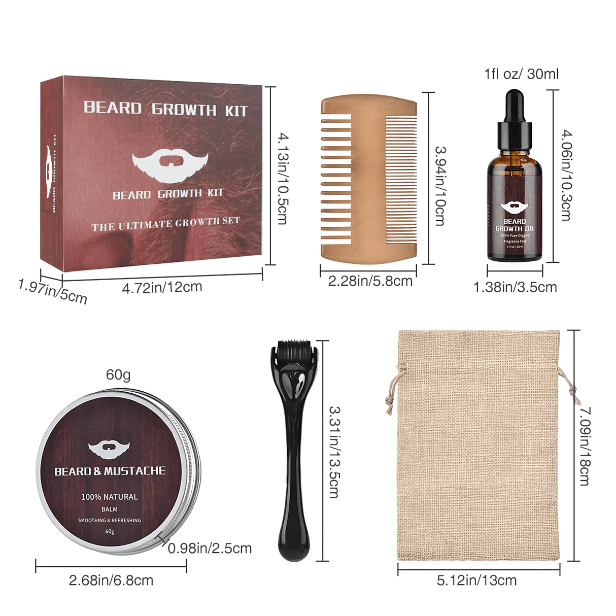 BeardPeak - Beard Care Kit with Oil, Balm, Micro-Needle Roller & Comb for a Well Groomed Beard