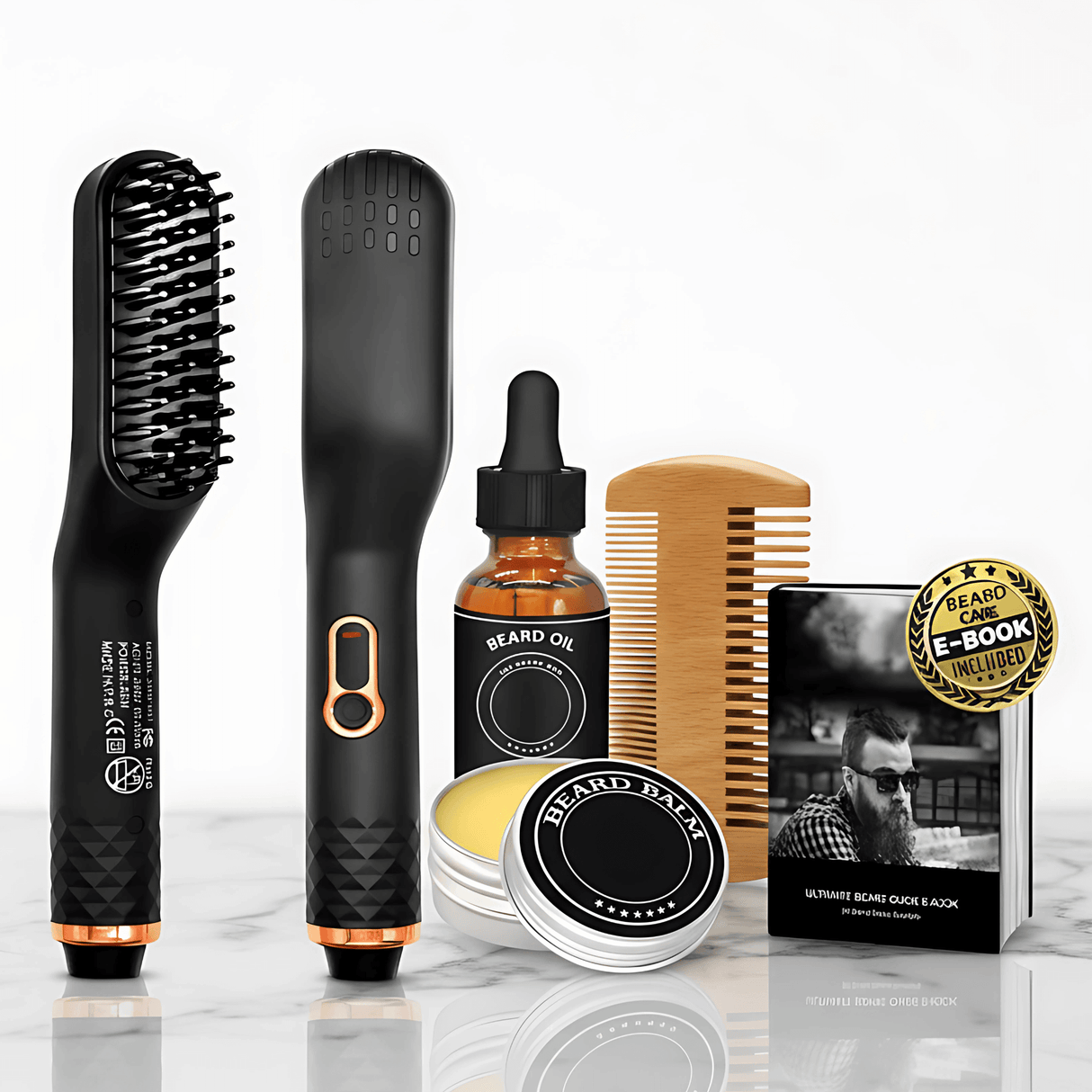 BeardPulse - Beard Styler & Care Kit with Oil, Balm, Comb and E-Guide for Men