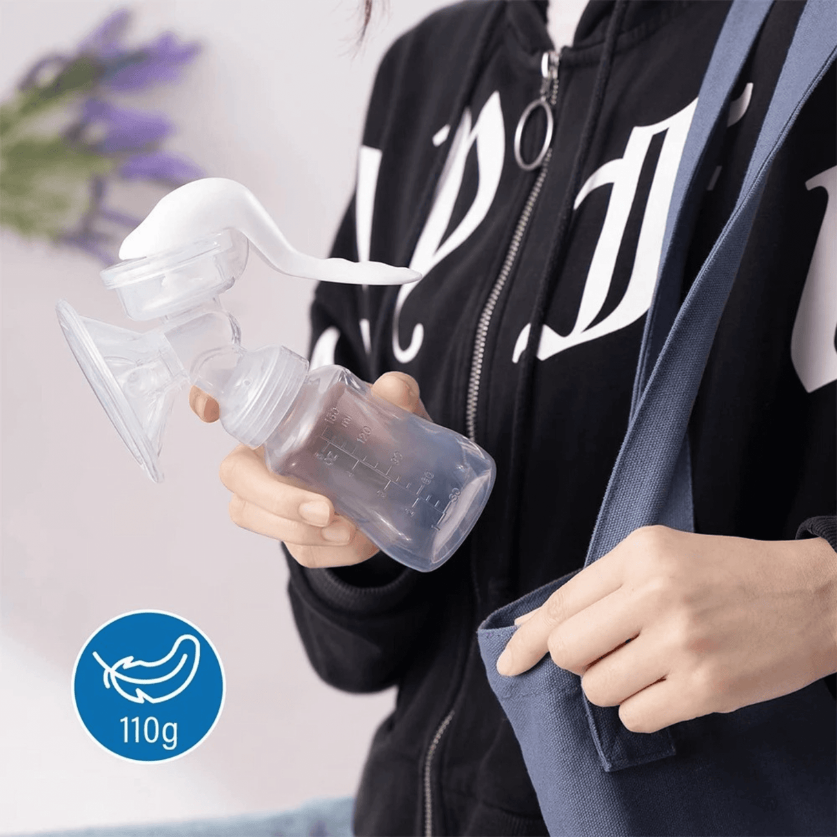 LactiMate - Manual Breast Pump in BPA-free Silicone with Ergonomic Handle & Quiet Operation