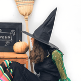 WitchGleam – Hopfällbar Halloweenhäxhatt i Svart Polyester för Maskerad, Party & Dekoration