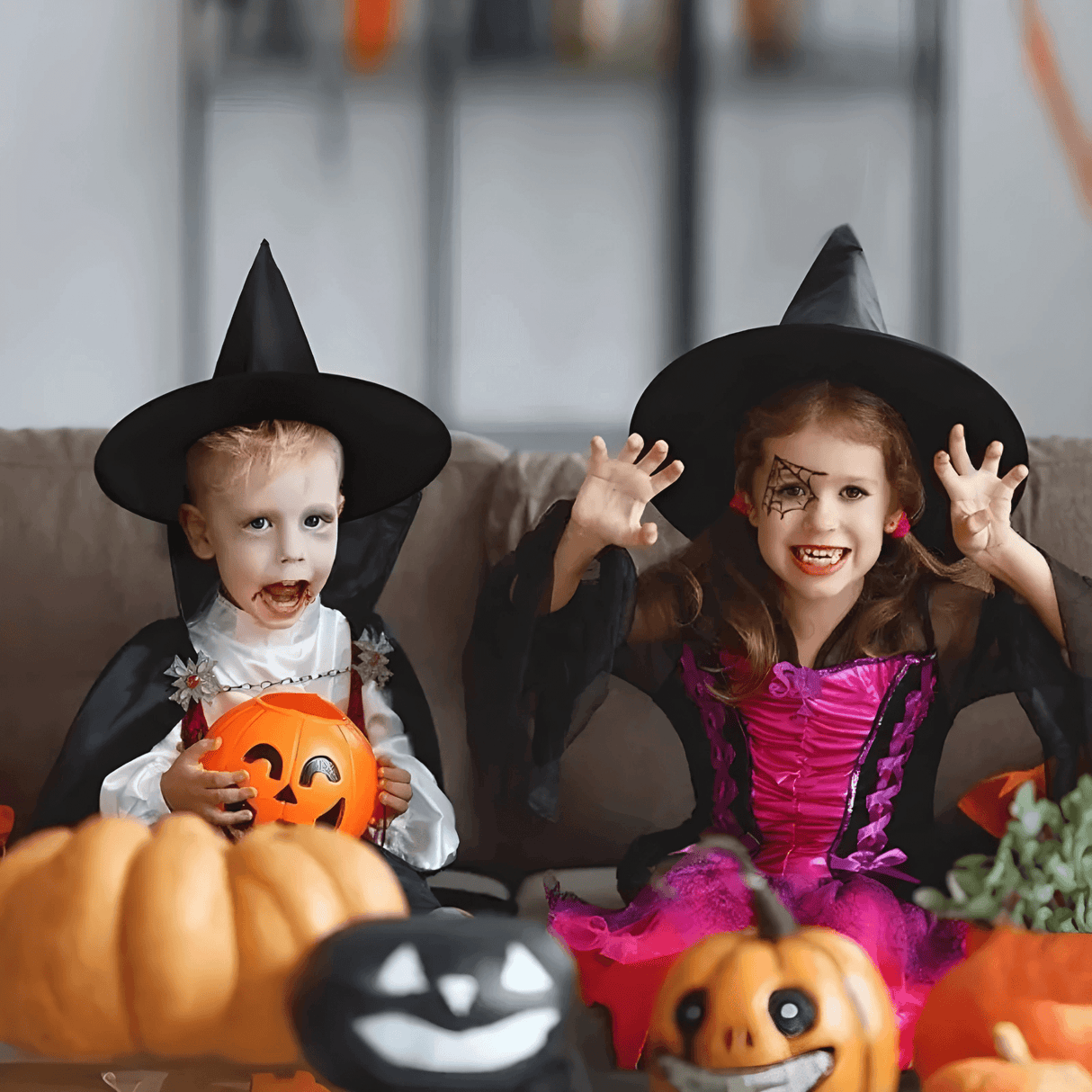WitchGleam – Hopfällbar Halloweenhäxhatt i Svart Polyester för Maskerad, Party & Dekoration