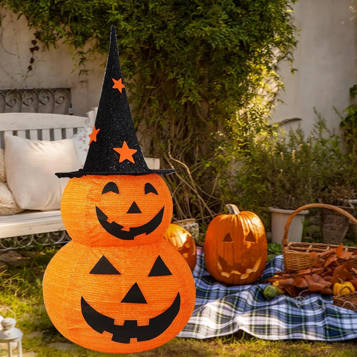 GlowPump – Hopfällbar Upplyst Halloween Pumpa med LED, Timer & Batteridriven Dekoration för Inomhus och Utomhus