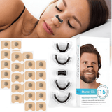 AirNite - Anti-Snoring Kit in Black or White with Nose Clip & Breathing Tabs for Better Nasal Breathing