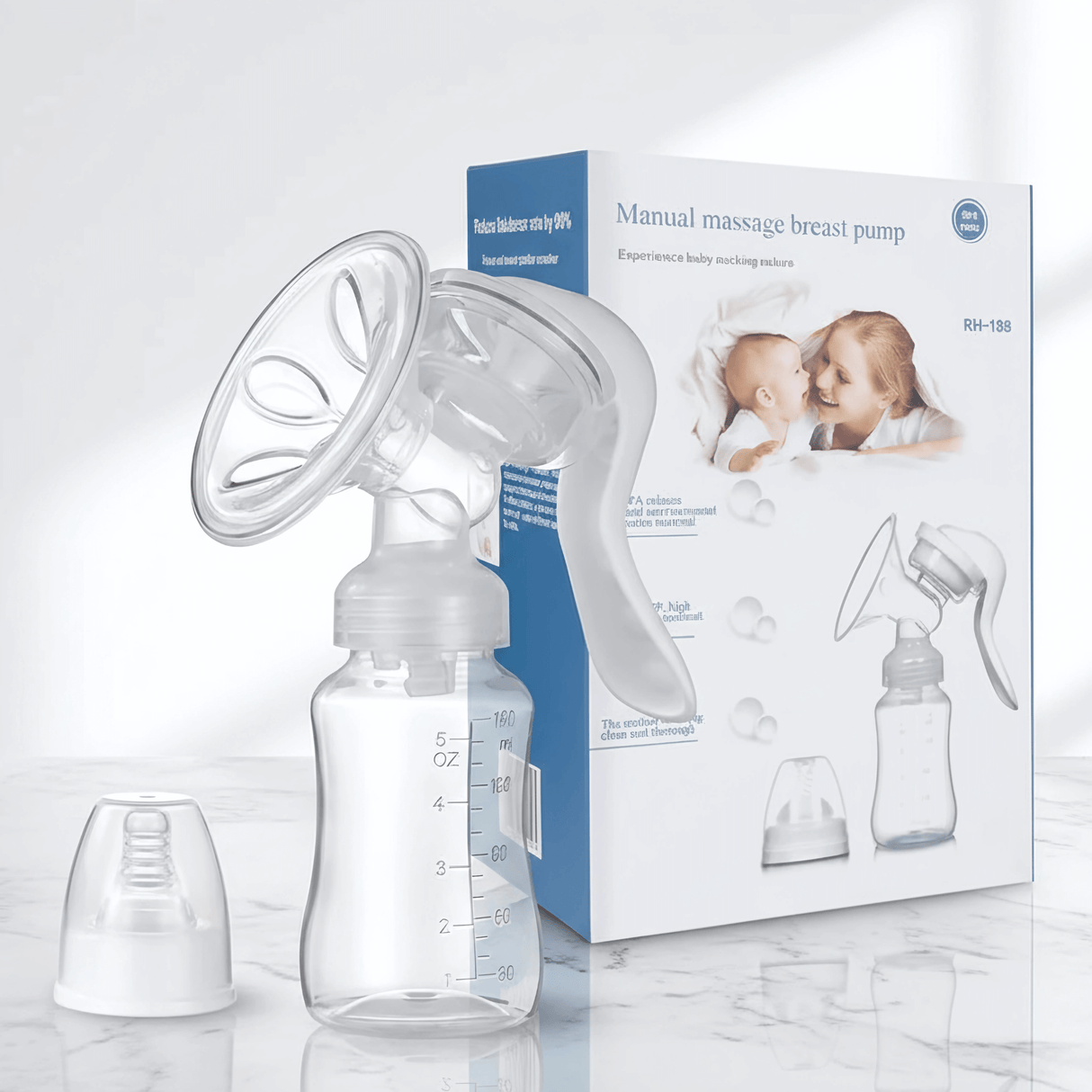 LactiMate - Manual Breast Pump in BPA-free Silicone with Ergonomic Handle & Quiet Operation