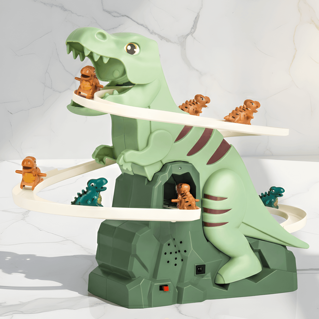 DinoQuest - Electric Dinosaur Slide with Automatic Climbing Stairs, Lights & Music for Kids