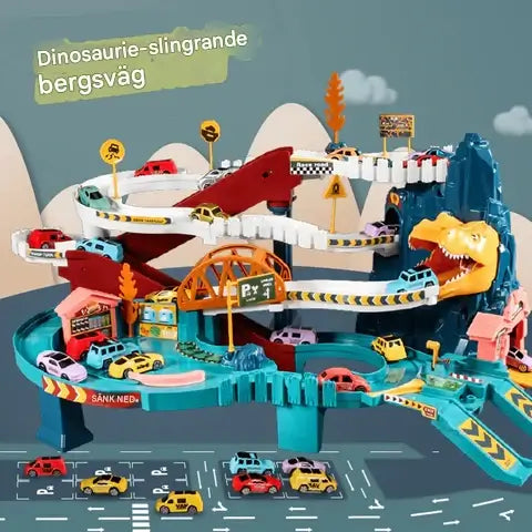 Dinosaurie Järnvägspark Leksakset – Kreativ Byggbar Banan med Dynamiska Bilar för Barn