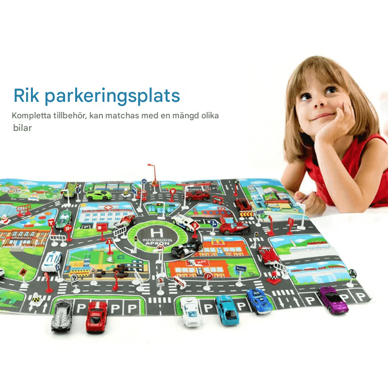 Stadsinspirerad Lekmatta – Vägkartaplansch för Kreativ och Pedagogisk Lek