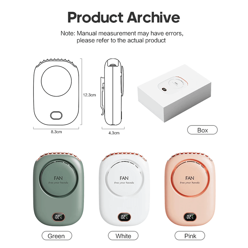 Portabel Hängande Minihalsfläkt 2000mAh