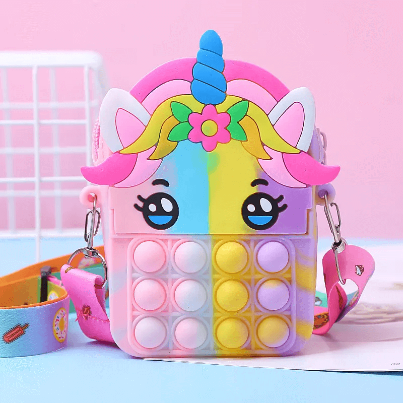 Tryck Pop Bubbla Väska – Fidget Handväska i Silikon för Barn med Sensorisk Lek