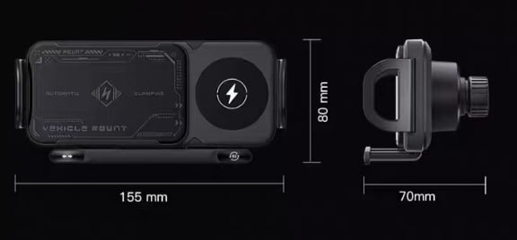ChargeMount - Adjustable Smart Car Phone Holder with 15W Wireless Charging Pad for Foldable Screens