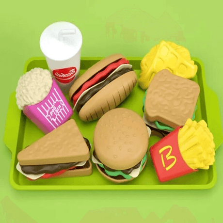 Mini Pretend Food Set – Realistisk Hamburgartallrik för Barns Rollspel