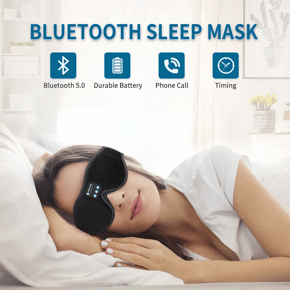 Snoozeit.™  - Bluetooth Sovmask med HD-högtalare - 3D Sovhörlurar med Autoavstängning | Trådlös Bluetooth 5.0