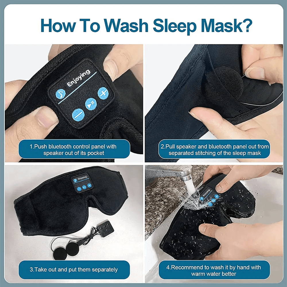 Snoozeit.™  - Bluetooth Sovmask med HD-högtalare - 3D Sovhörlurar med Autoavstängning | Trådlös Bluetooth 5.0