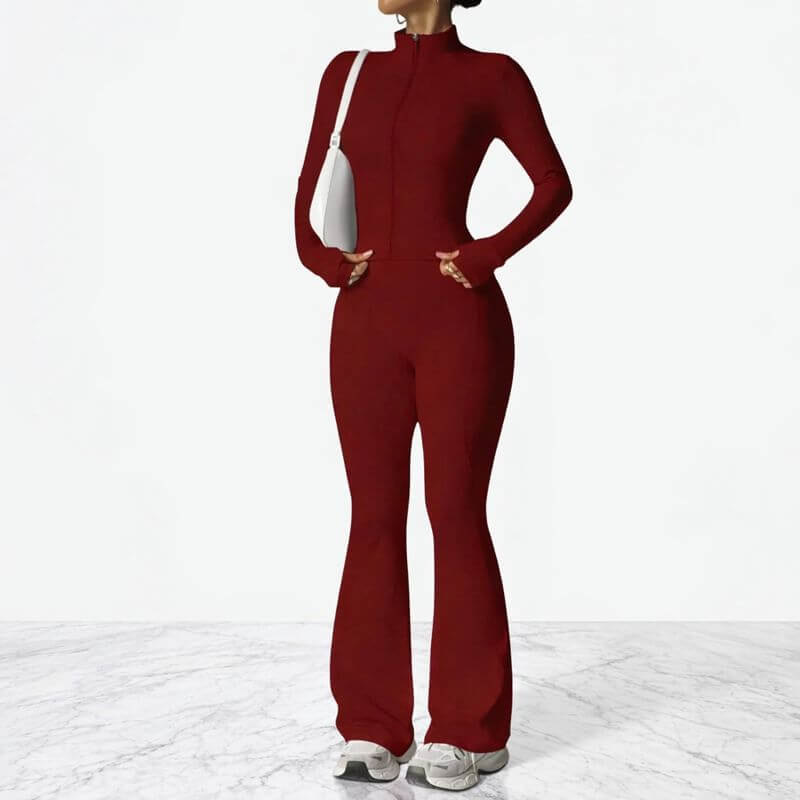 AeroFlare – Hurtigtørrende træningssæt til kvinder med slim fit jakke og tights med svaj til yoga, træning og hverdag