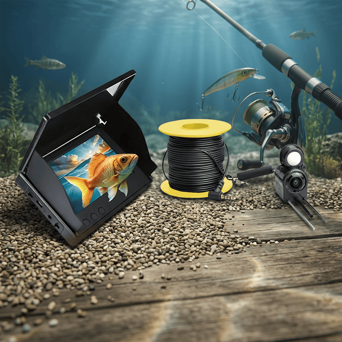 AquaScope – Undervattenskamera för Fiske med 4.3" Skärm – Portabel Fiskradar med Nattsyn och 220° Vy