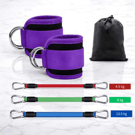 BootyFlex – Ankelbaseret modstandsbåndsæt med justerbar belastning til ben, hofter og hjemmetræning