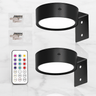 LINA - 2-pack LED Wall Lights in Black & Gold with 13 Color Modes, Magnetic Mount & Remote Control
