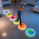 GlowStep – LED-Balansstenar för Barn 30x30 cm – Lysande Sensorisk Lekmatta med Halkfri Botten för Hemmet och Klassrummet