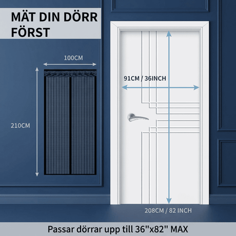 Magnetisk myggenet til døre med automatisk lukning | Insektnet med magnetlås – Myggebeskyttelse til terrasser, altaner og indgange (flere størrelser)