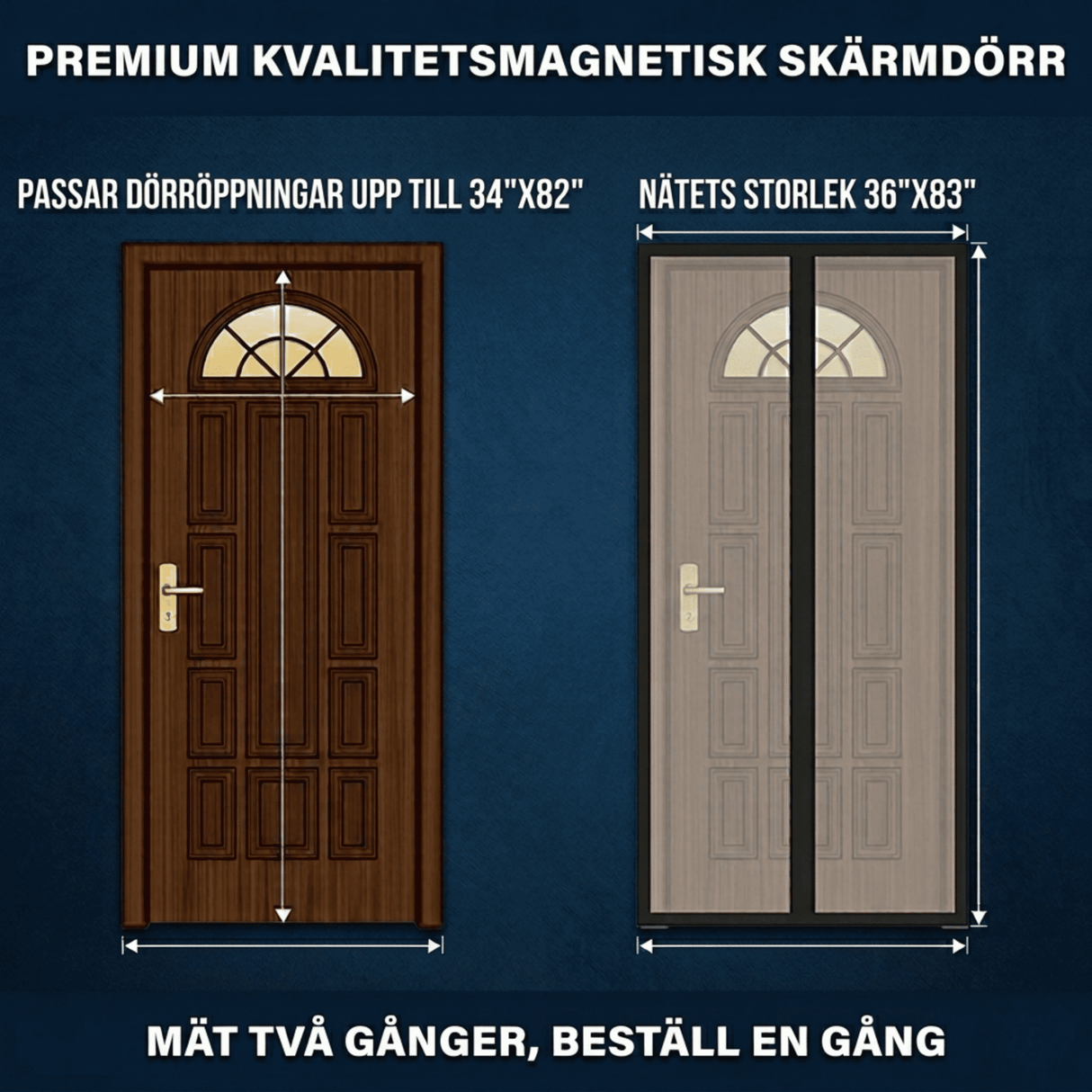 Magnetisk Myggnät för Dörr med Automatisk Stängning | Insektsnät med Magnetlås – Myggskydd för Altan, Balkong & Entré (Flera Storlekar)