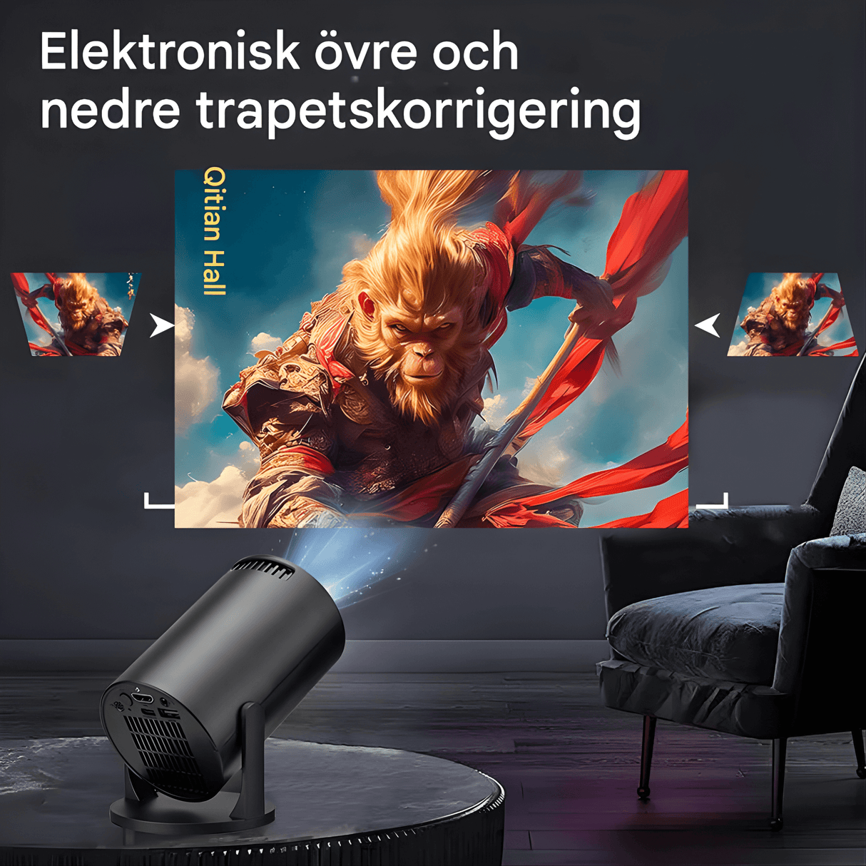 MiniBeam – Trådløs miniprojektor med skærmdeling, 500 ANSI-lumen og 16:9-understøttelse til hjemmet, kontoret og rejser