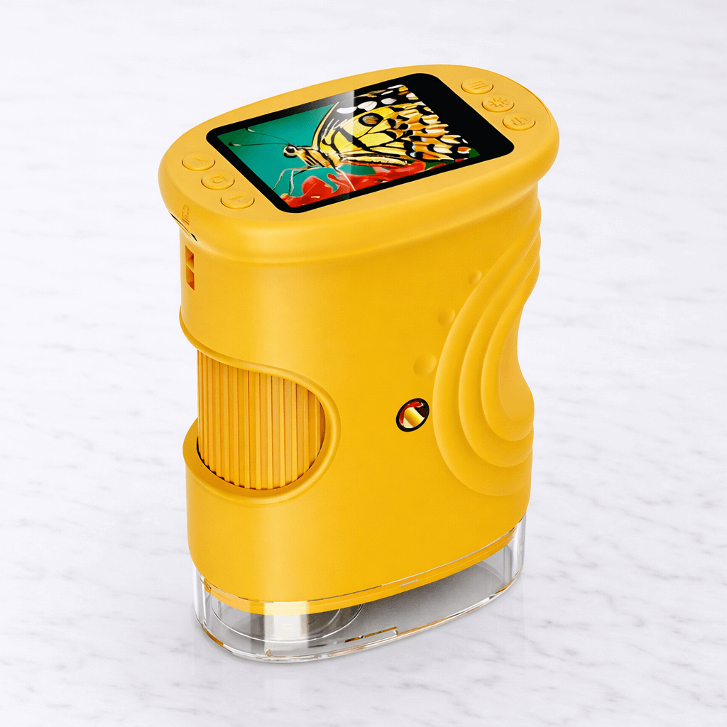 PocketScope – håndholdt digitalt børnemikroskop med 2" skærm, op til 1000× forstørrelse og foto- og videofunktion