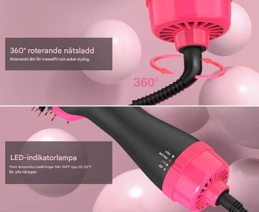 StylePro – 4-i-1 Varmluftsborste för Fön, Volym och Styling | Smidig Hårstyling med En Enhet