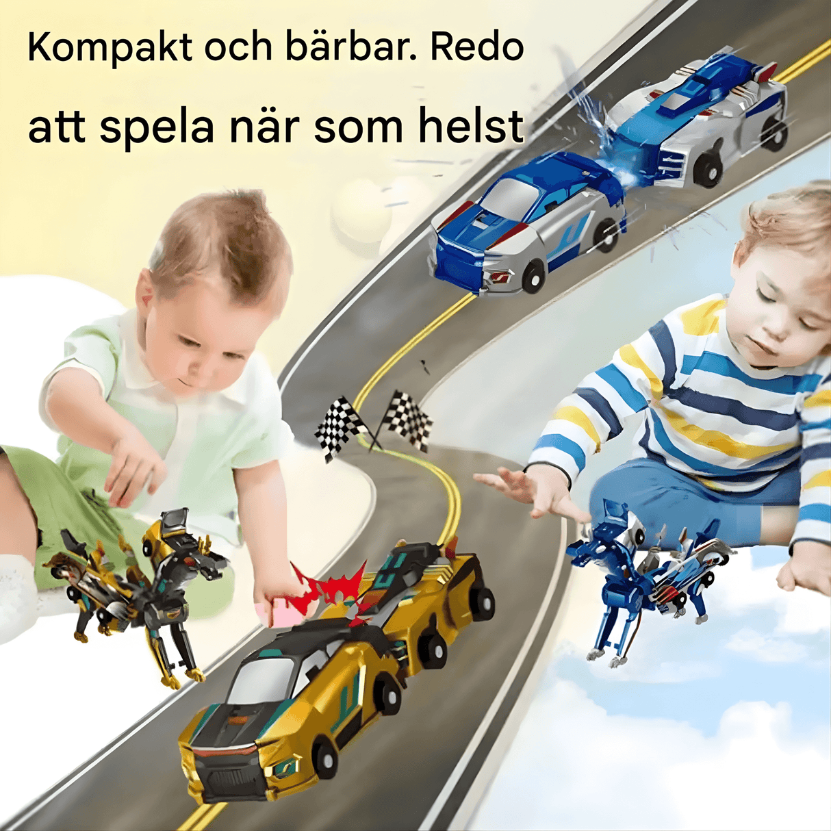 SkyDrake – Magnetisk Crashbil, der forvandles til en flyvende drage | 2-i-1 Legekøretøj til fantasi og bevægelsesleg