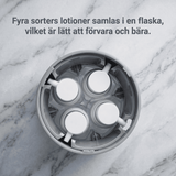 SpinFill – 4-i-1 Roterande Resedispenser med Läckagesäkra Refillflaskor på 40 ml – Kompakt Reseflaska