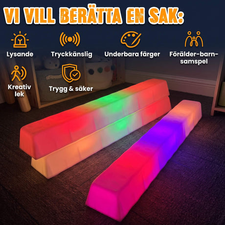 StepBridge – Glowing Balance Bridge for Kids 70 cm – Sensory Stepping Bridge with Non-Slip Base and Colour-Changing LED