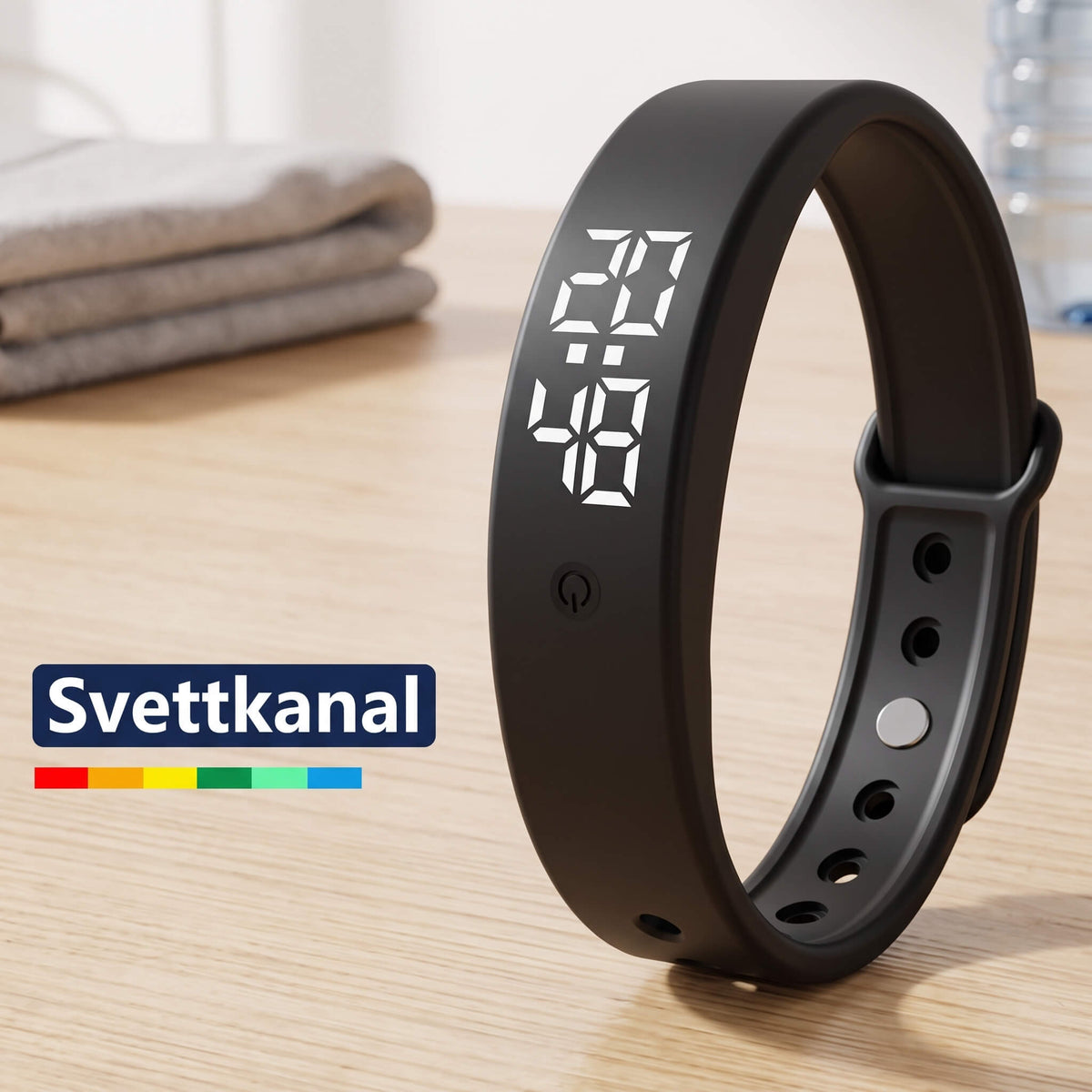 TempWave – Smart Armband med Temperaturmätare och Feberlarm – Vattentät Klocka med Vibrationslarm, Timer och Kalender