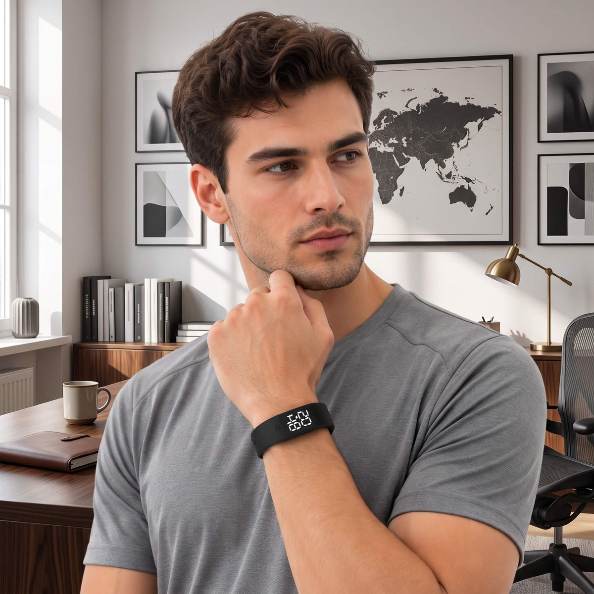 TempWave – Smart Armband med Temperaturmätare och Feberlarm – Vattentät Klocka med Vibrationslarm, Timer och Kalender