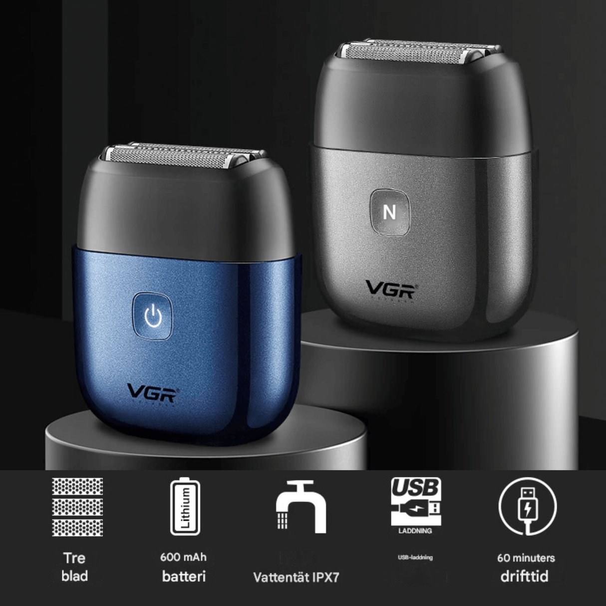 TrimAxis - Men's Triple Blade Electric Shaver, IPX7 Water Resistant Design & USB Type-C Quick Charge