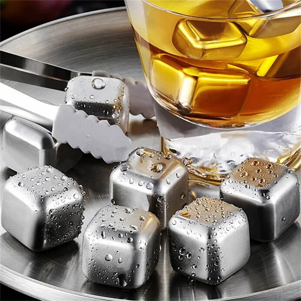 FrostGleam - Stainless Steel Ice Cube Set | Reusable Ice Cubes for Whiskey, Wine & Cocktails - Stylish, Cool & No Dilution