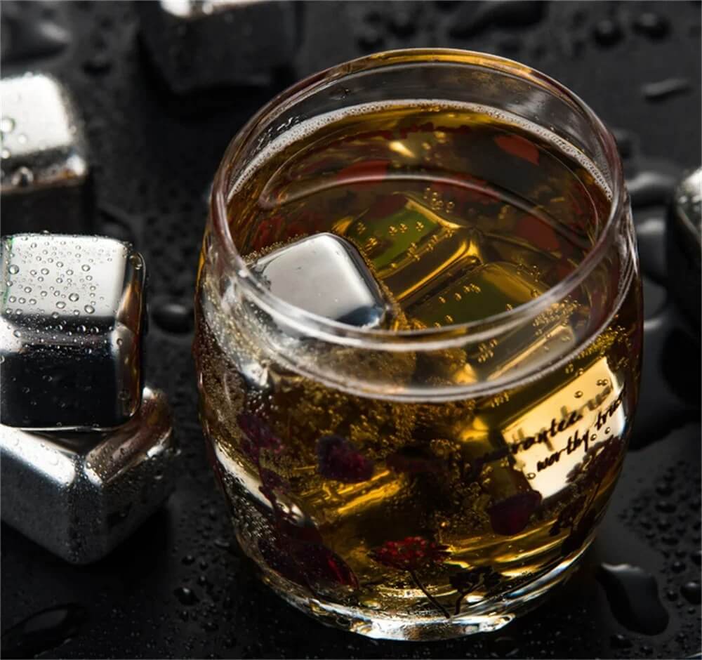 FrostGleam - Stainless Steel Ice Cube Set | Reusable Ice Cubes for Whiskey, Wine & Cocktails - Stylish, Cool & No Dilution