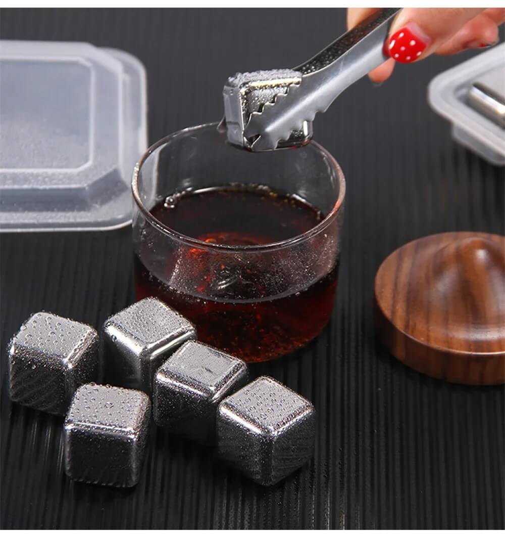 FrostGleam - Stainless Steel Ice Cube Set | Reusable Ice Cubes for Whiskey, Wine & Cocktails - Stylish, Cool & No Dilution