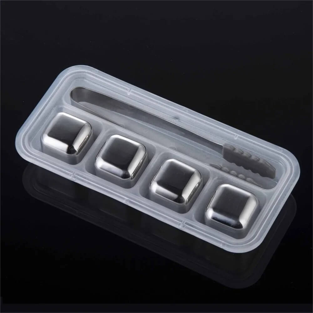 FrostGleam - Stainless Steel Ice Cube Set | Reusable Ice Cubes for Whiskey, Wine & Cocktails - Stylish, Cool & No Dilution