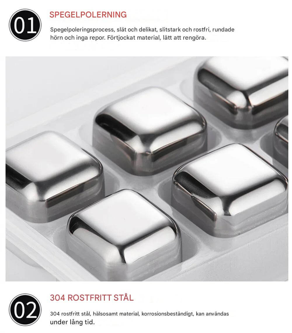 FrostGleam - Stainless Steel Ice Cube Set | Reusable Ice Cubes for Whiskey, Wine & Cocktails - Stylish, Cool & No Dilution