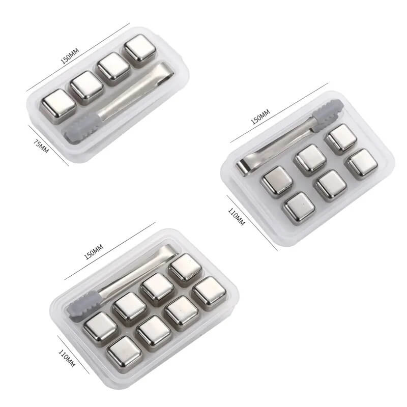 FrostGleam - Stainless Steel Ice Cube Set | Reusable Ice Cubes for Whiskey, Wine & Cocktails - Stylish, Cool & No Dilution