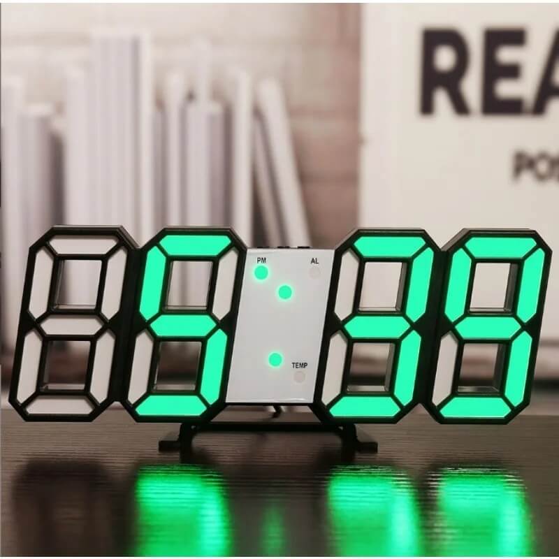 BrightChrono – 3D Digital LED Vägg- & Bordsklocka | Stilren Tidsvisning för Hem & Kontor