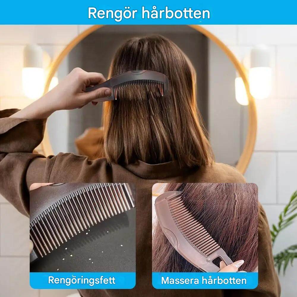SkinTora – Självrengörande Massagekam för Hår och Hårbotten | Skonsam Hjälp mot Mjäll och Fett Hår