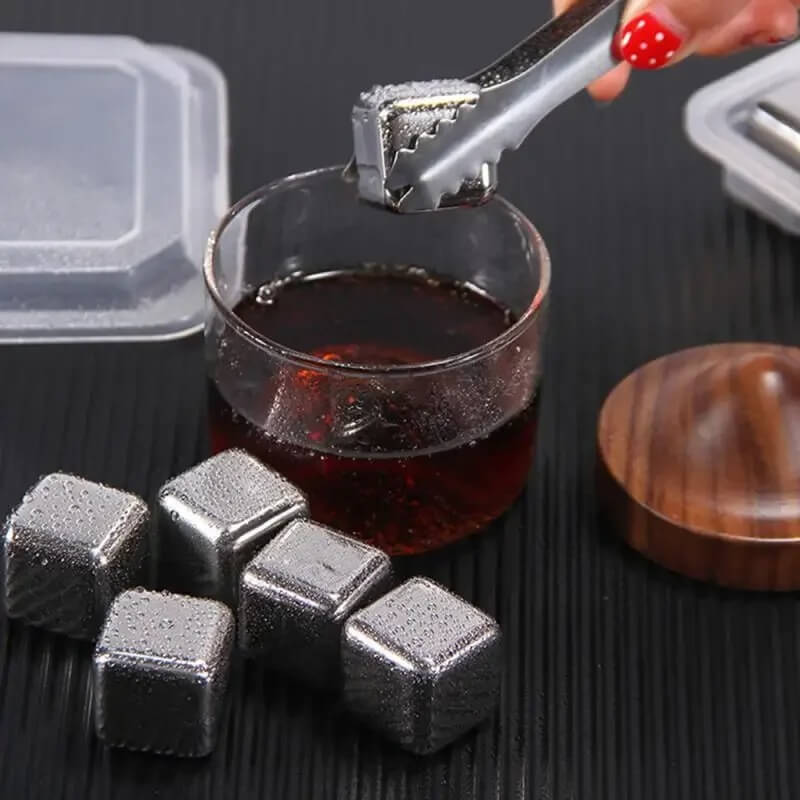 FrostGleam - Stainless Steel Ice Cube Set | Reusable Ice Cubes for Whiskey, Wine & Cocktails - Stylish, Cool & No Dilution