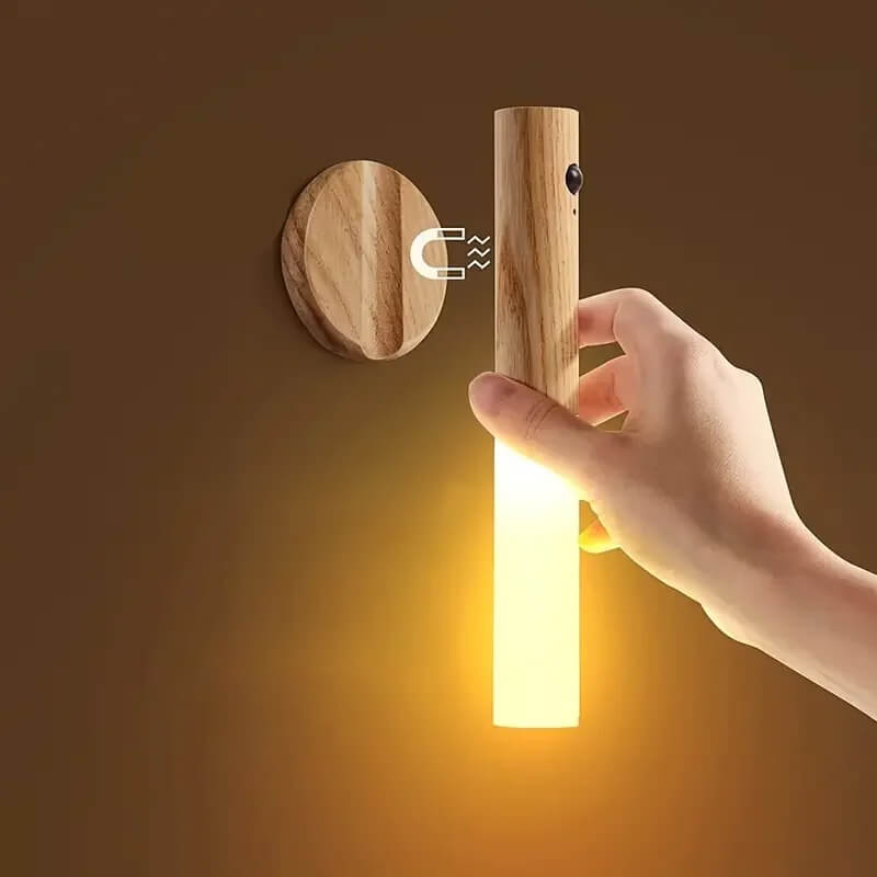 SensoRay – Trådlös LED-Nattlampa med Rörelsesensor | Elegant Trädesign och Uppladdningsbar