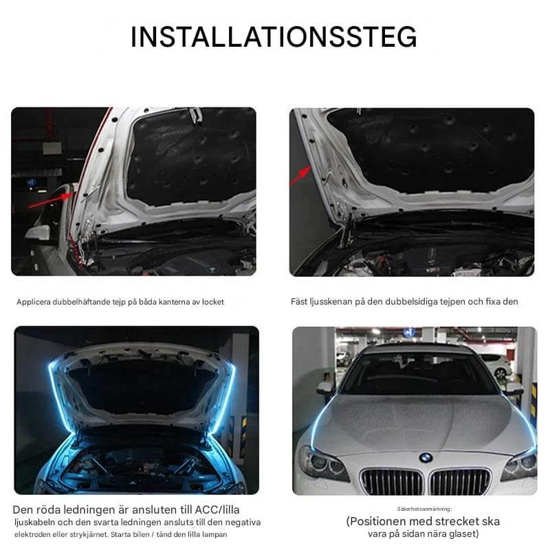 GlowTail - LED DRL Car Headliner | 150cm Sequential Light Strip with Water Resistant Design