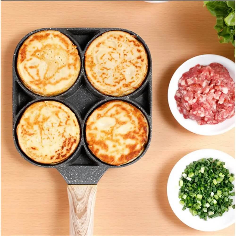 MultiChef – 4-håls Omelettpanna med Nonstick-beläggning | För Frukost, Smårätter och Kreativ Matlagning