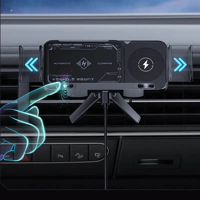 ChargeMount - Adjustable Smart Car Phone Holder with 15W Wireless Charging Pad for Foldable Screens