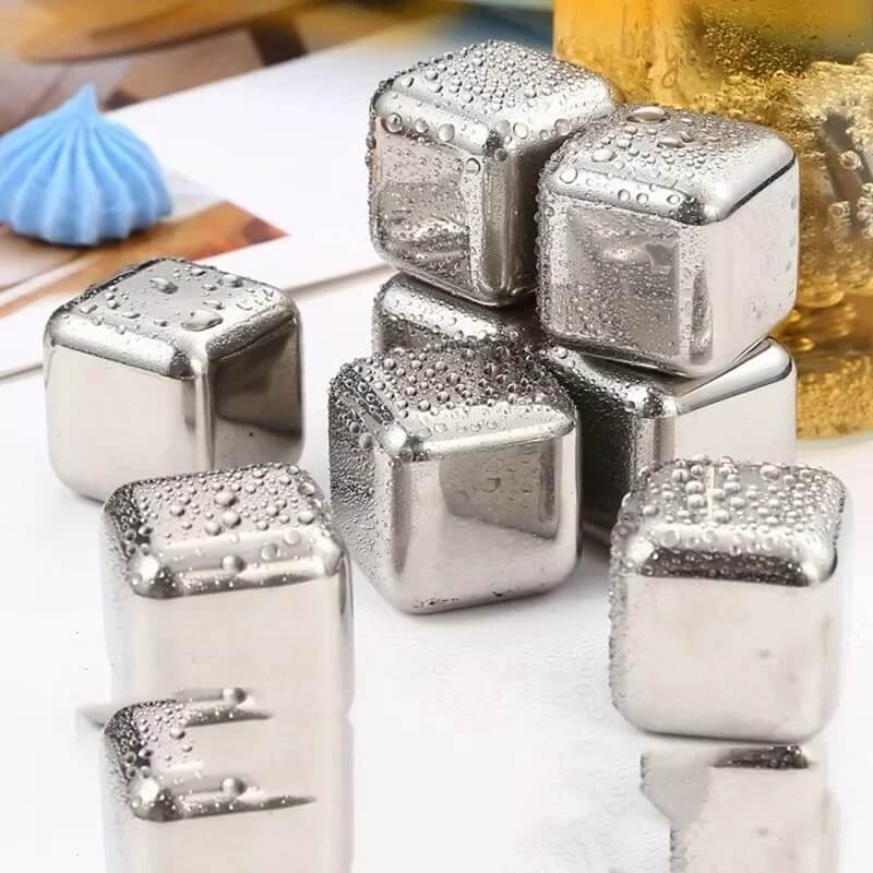 FrostGleam - Stainless Steel Ice Cube Set | Reusable Ice Cubes for Whiskey, Wine & Cocktails - Stylish, Cool & No Dilution