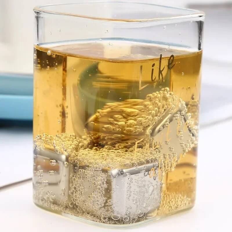 FrostGleam - Stainless Steel Ice Cube Set | Reusable Ice Cubes for Whiskey, Wine & Cocktails - Stylish, Cool & No Dilution